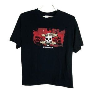 Red Stick Rally Mens Tee Shirt Size XL Skull Motorbike Black Red  Baton Rouge LA